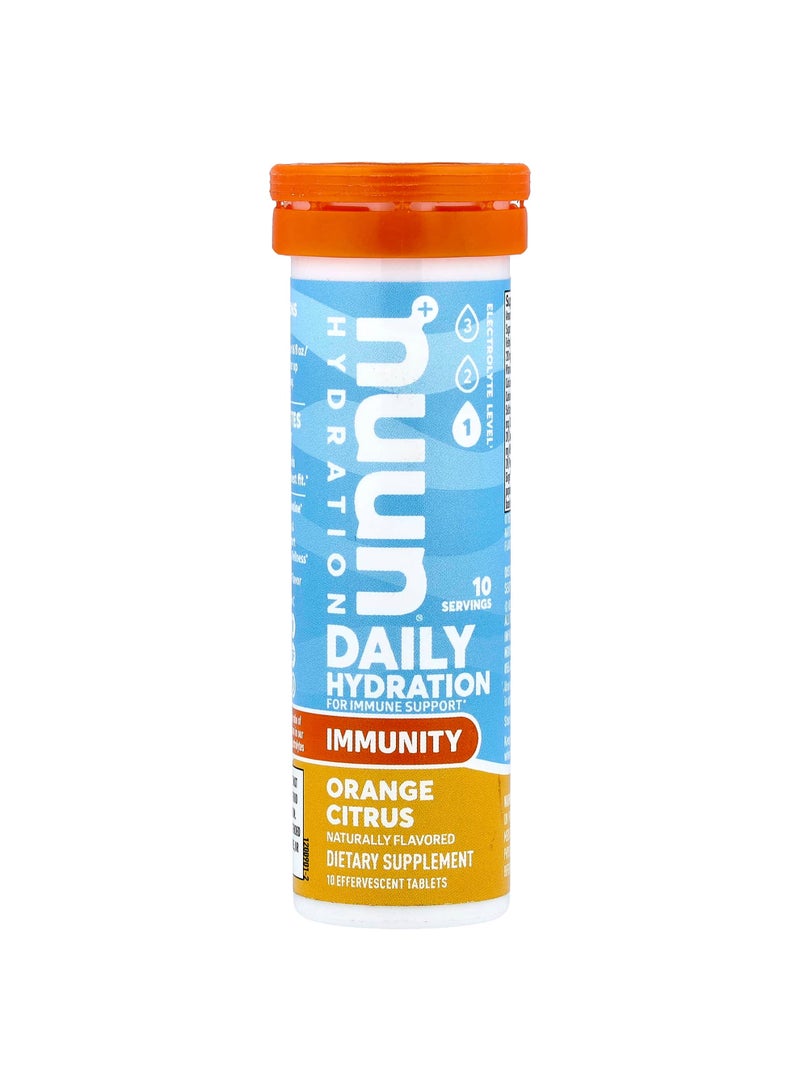 Daily Hydration, For Immune Support, Orange Citrus, 10 Effervescent Tablets